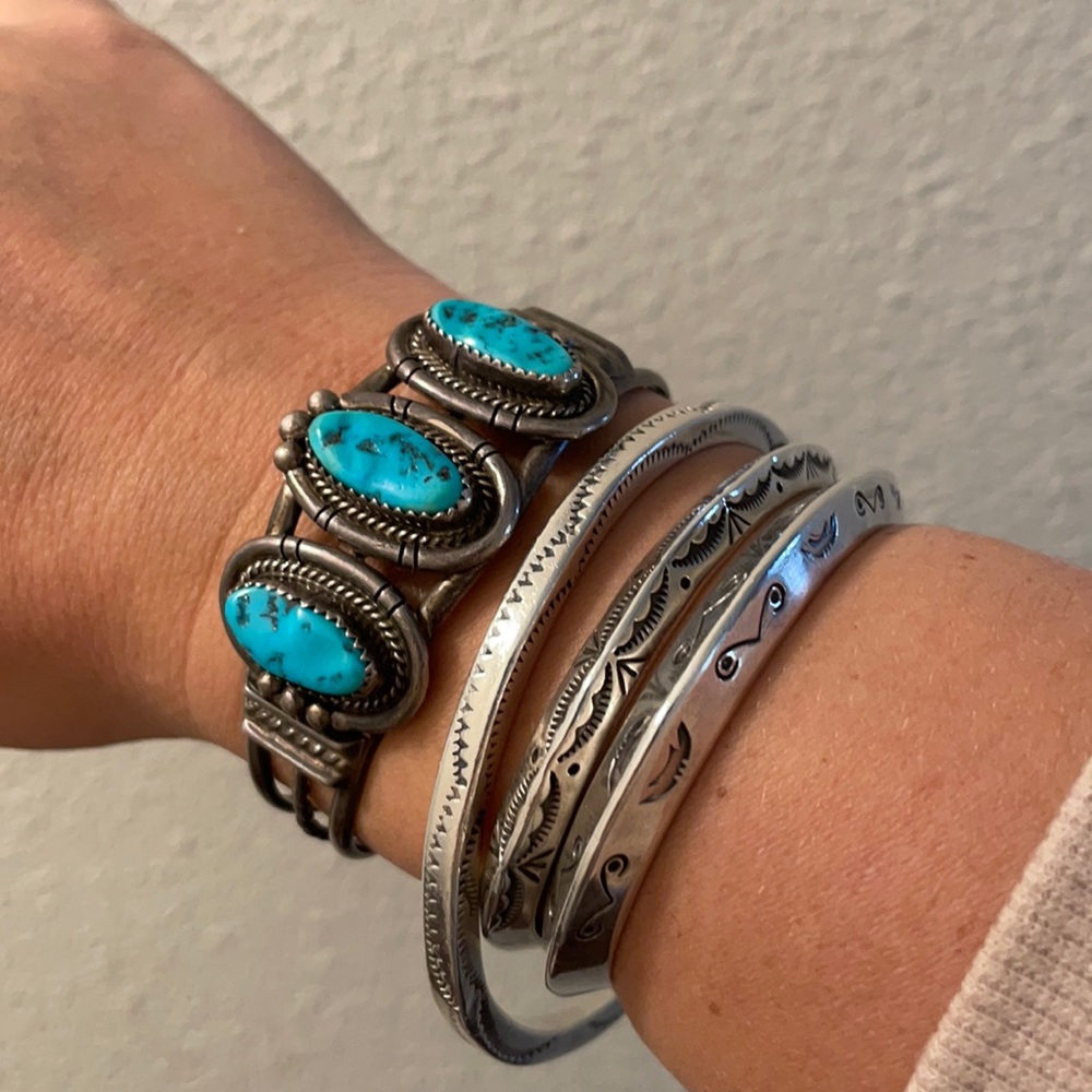 Vintage sterling turquoise cuff